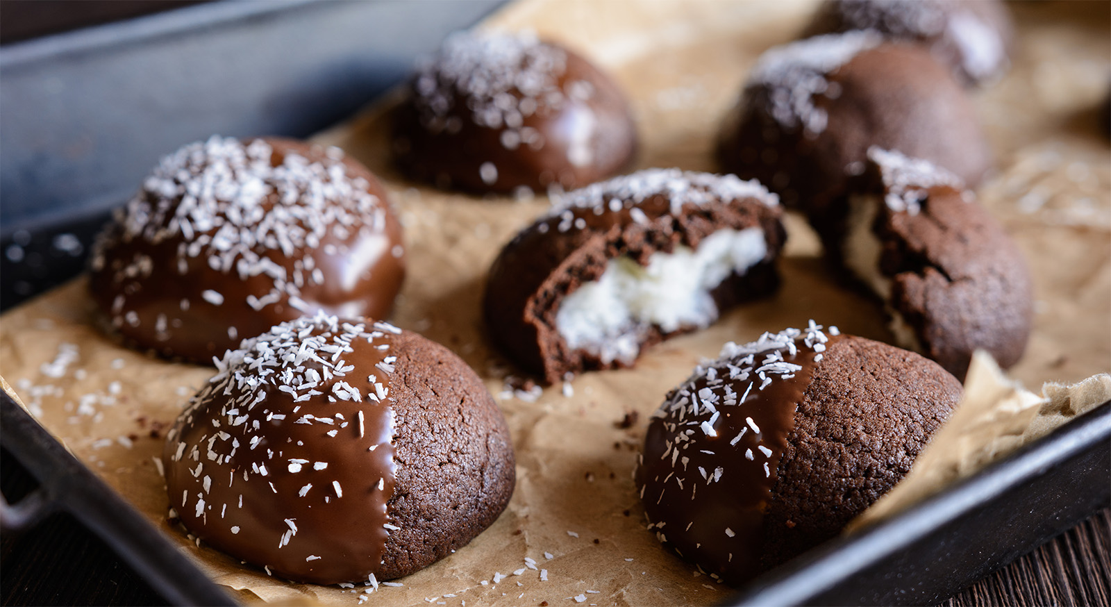 Bombe al cacao e cioccolato bianco senza burro