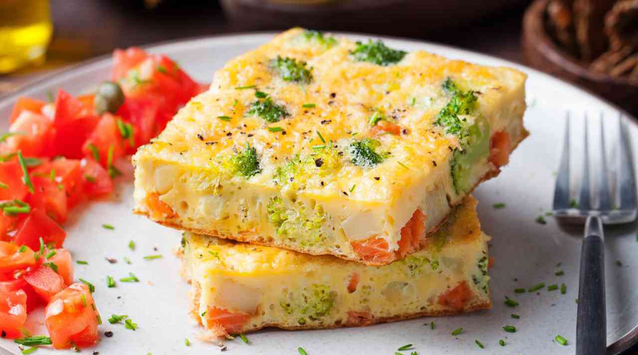 Frittata al forno con broccoli, ricotta e pomodorini