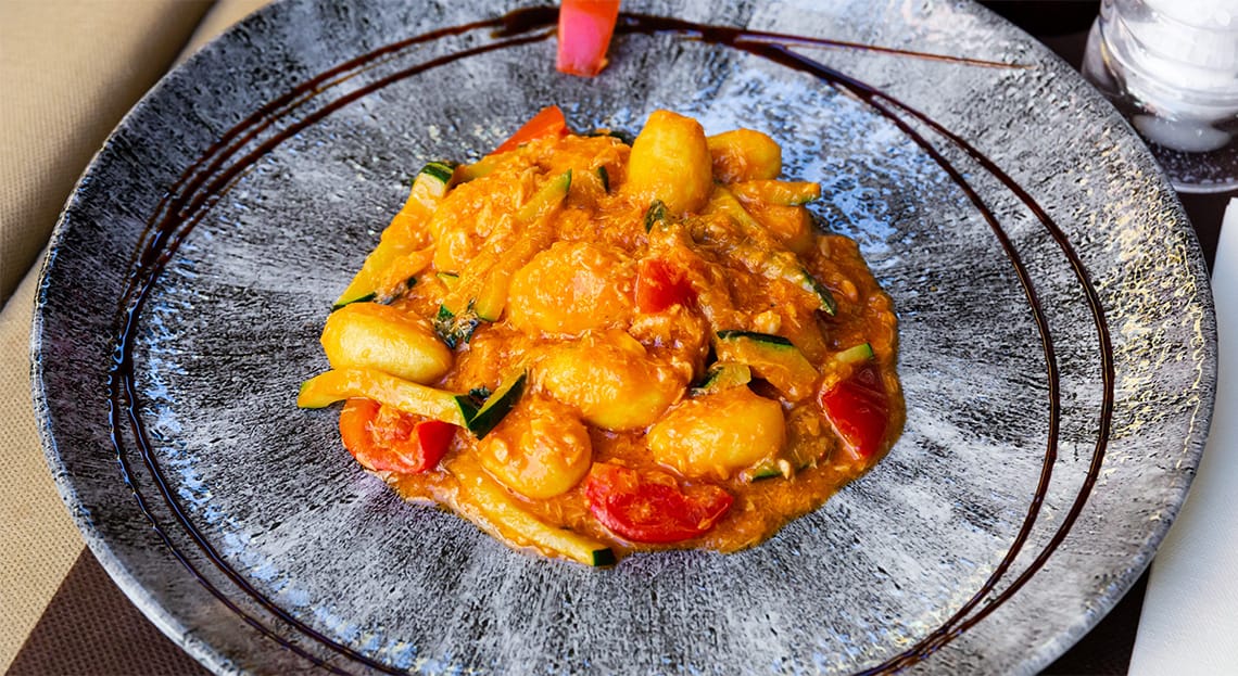 Gnocchi con zucchine e pesce spada