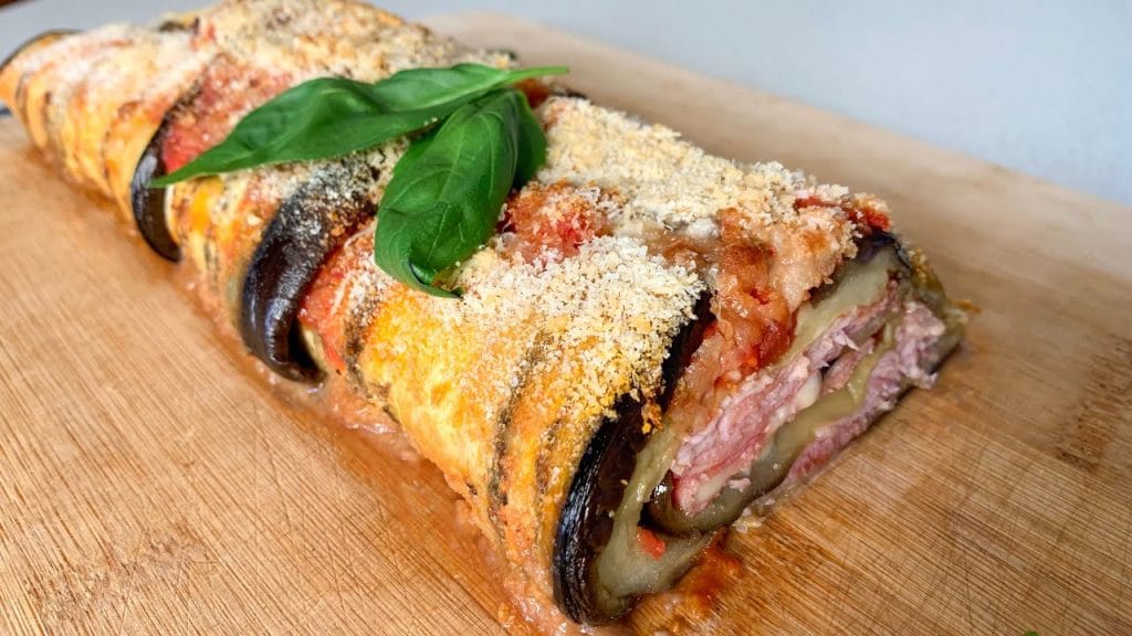 Il rotolo di melanzane ripieno, mai mangiato un piatto light così buono. Solo 180 Kcal!