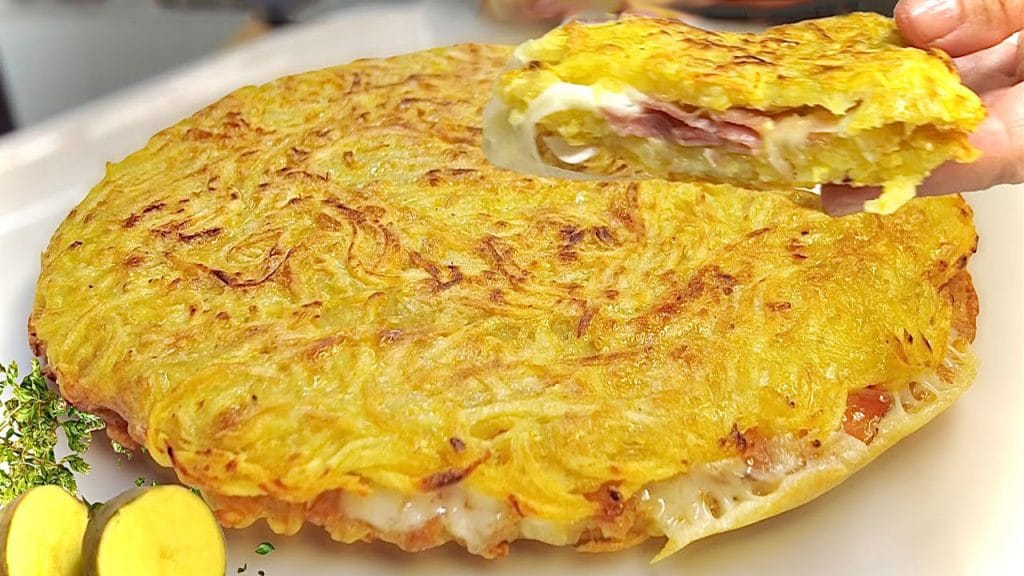 Frittata di patate con cuore filante, molto meglio della solita frittata. Solo 230 Kcal!