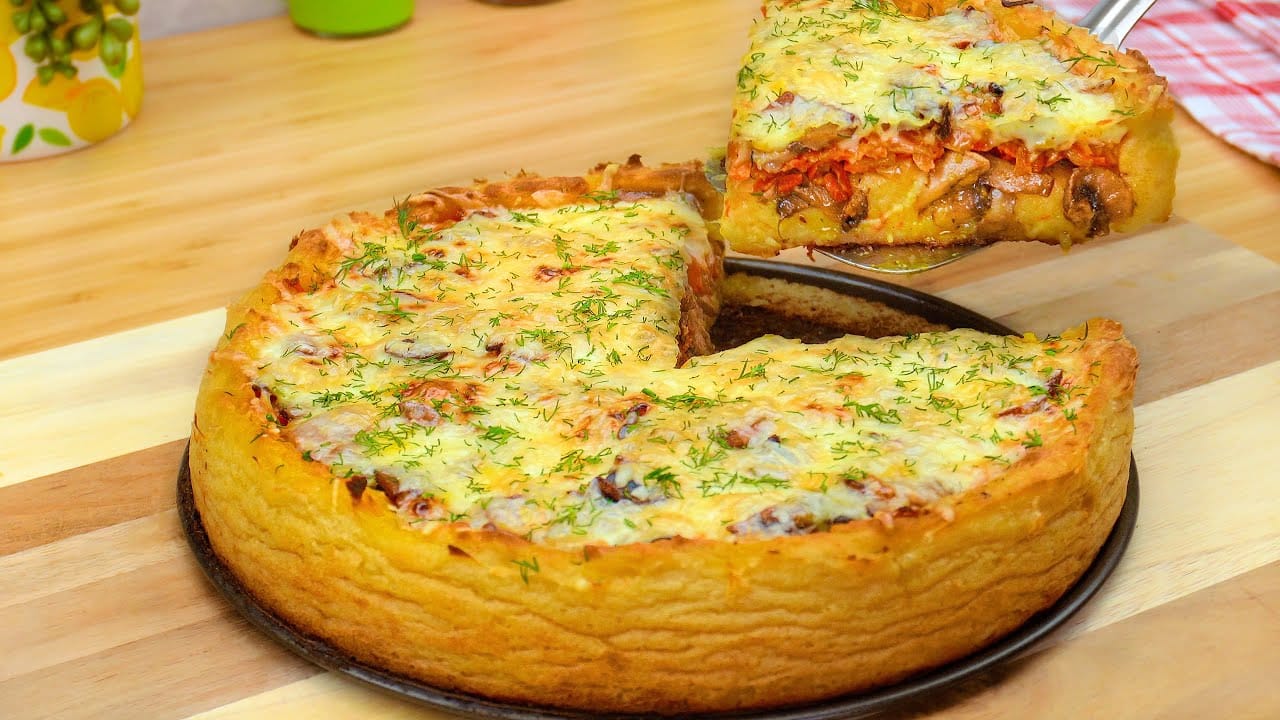 Torta salata di patate e funghi