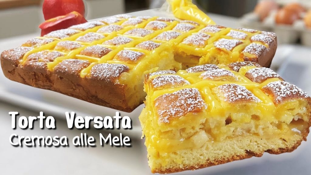 Torta alle mele versata! Con la crema questo dolce diventa ancora più buono