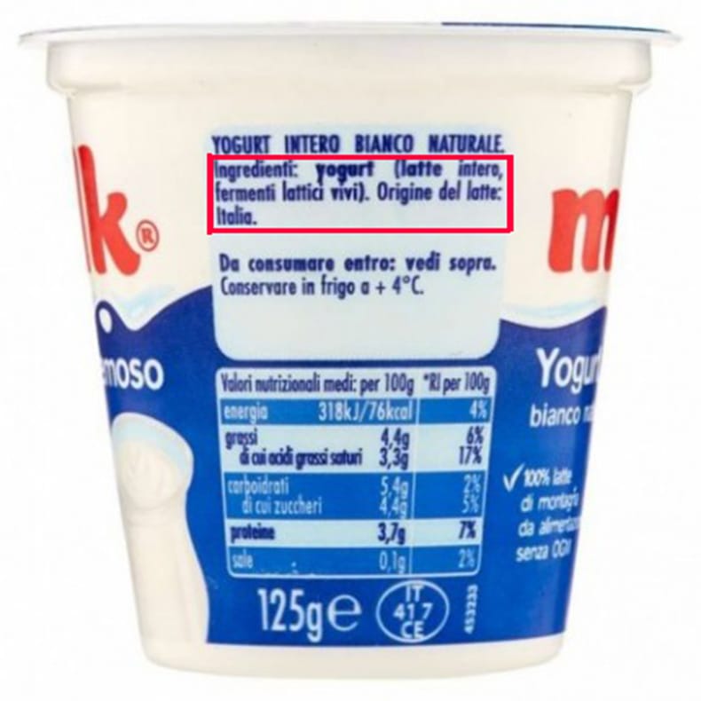 Yogurt: ingredienti