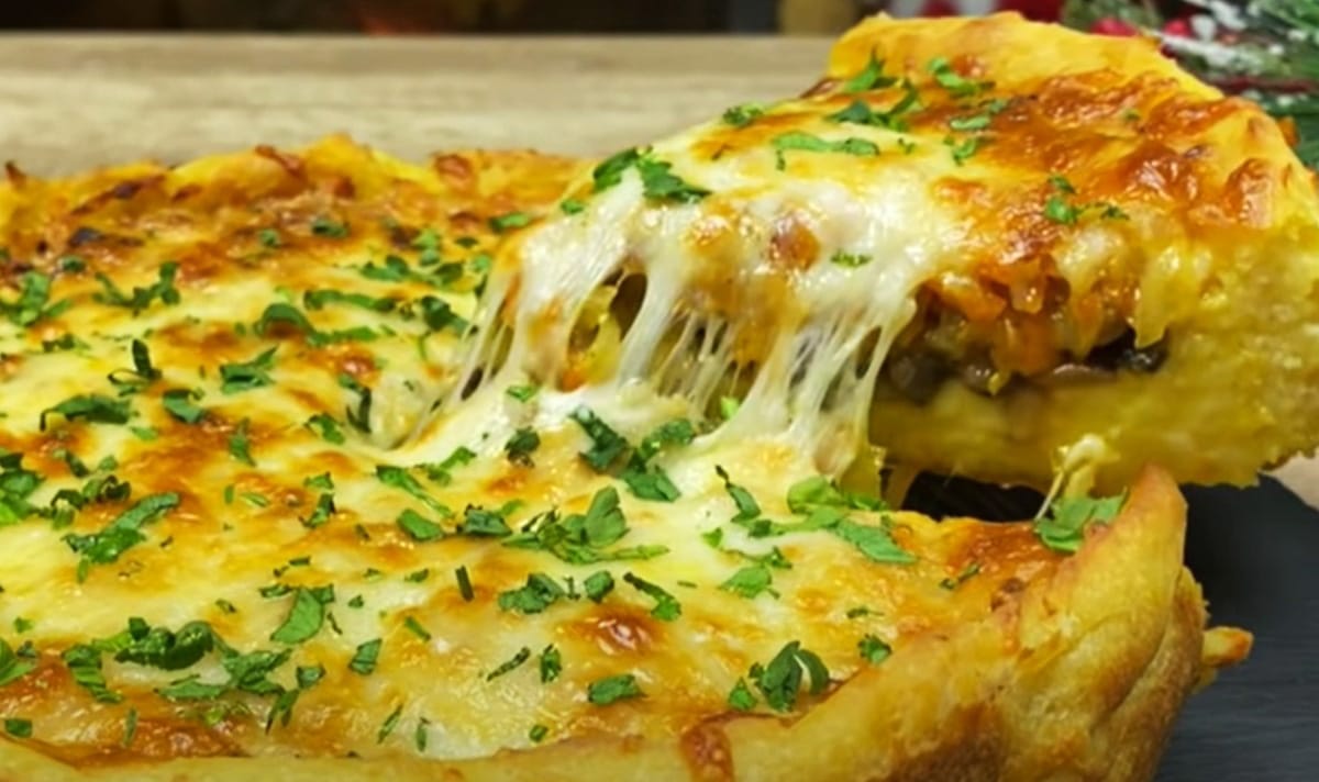 Torta salata di patate e funghi