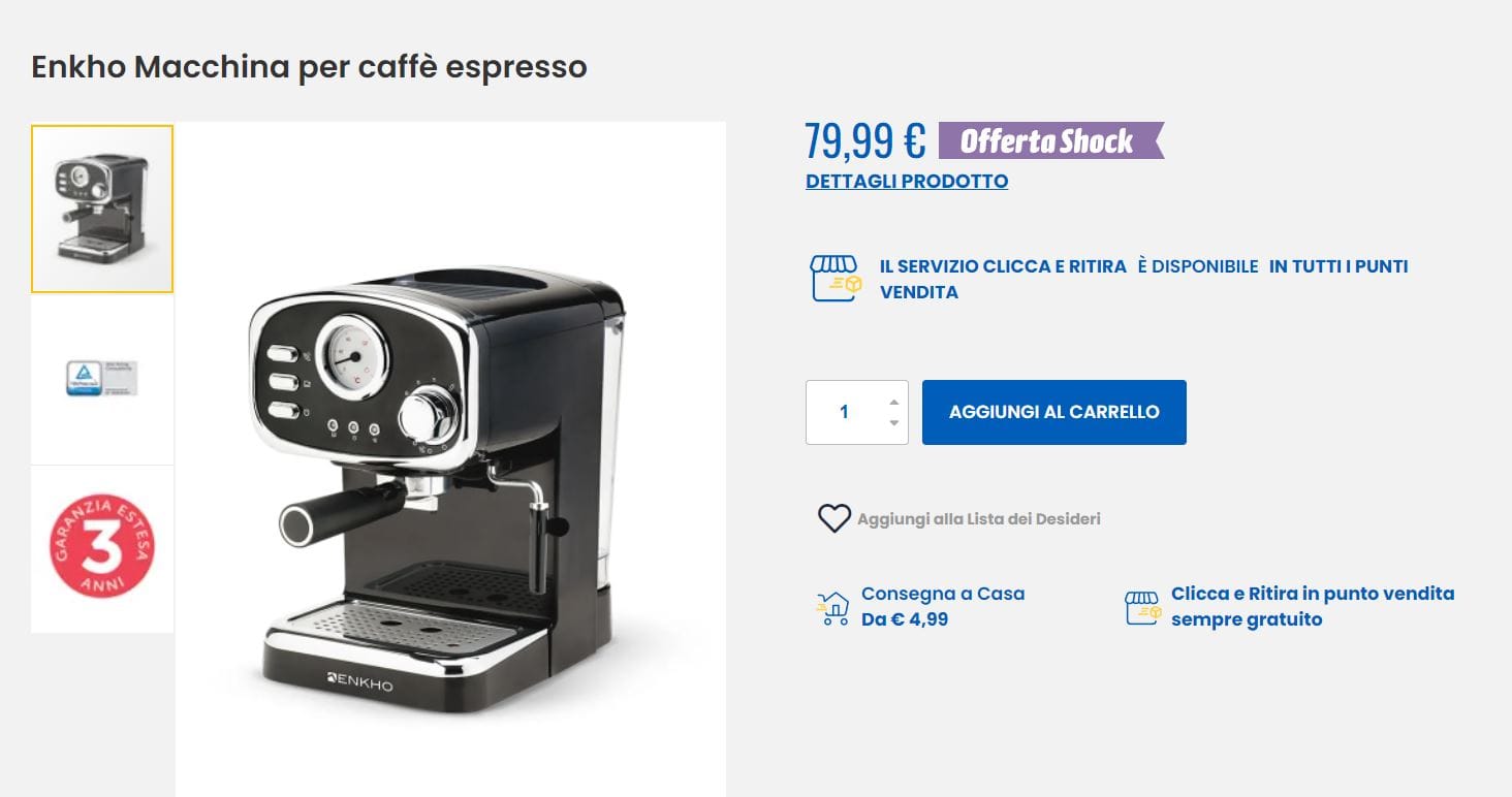 Macchina per caffè offerta