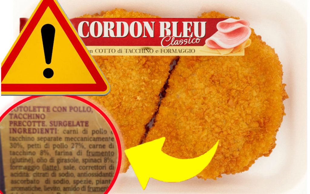 Cordon bleu, altro che carne di pollo! Se vedi questo in etichetta, non metterlo nel carrello | Meglio se lo butti via!
