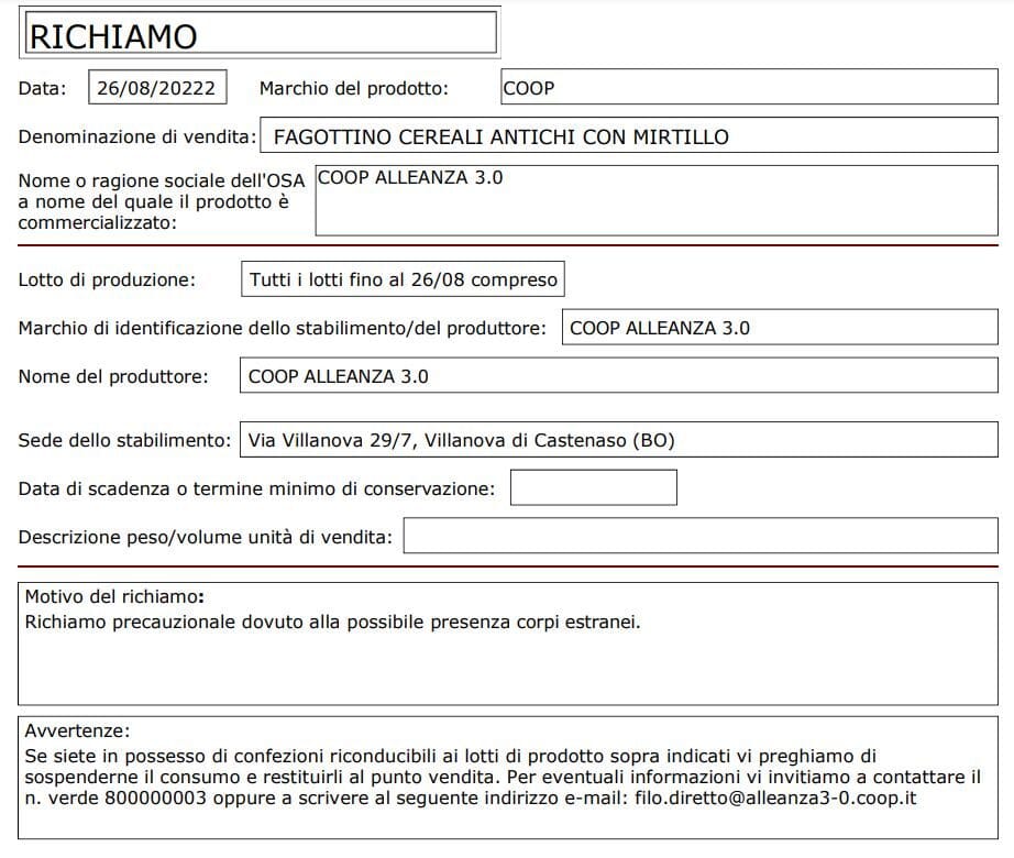 Richiamo fagottini