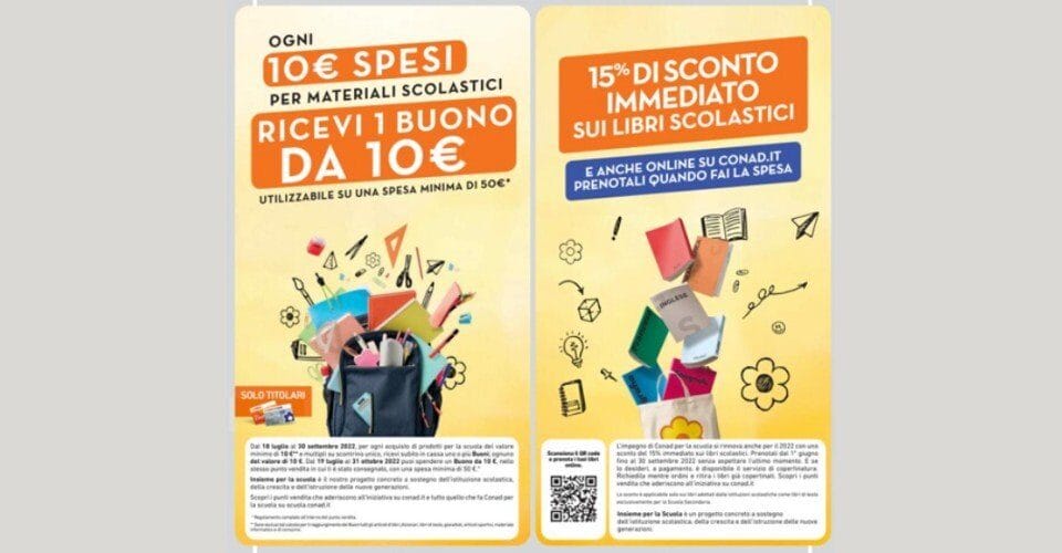 Conad buono spesa 10 euro scuola