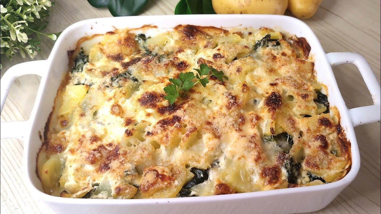 Sformato di patate, spinaci e formaggio