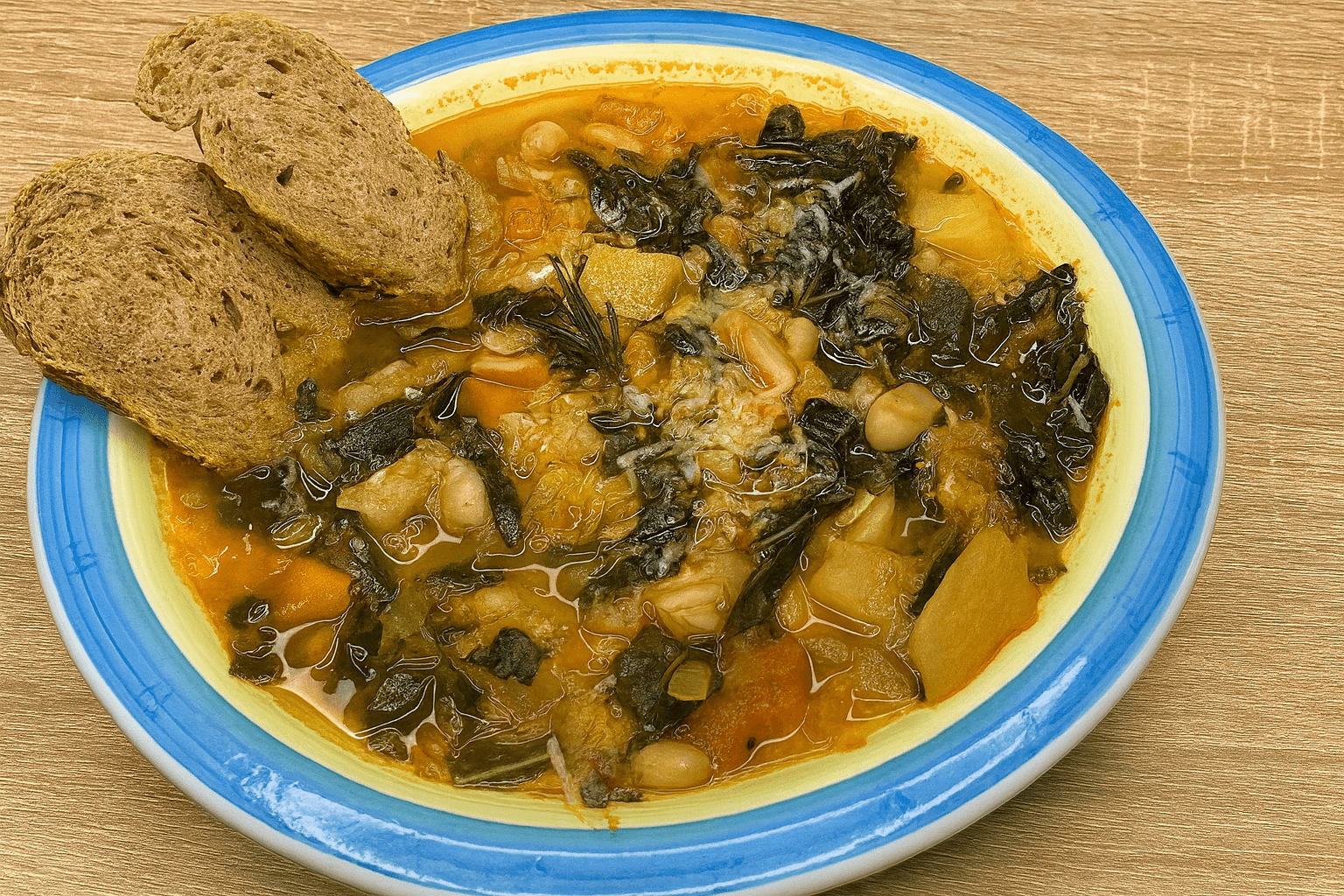Zuppa di fagioli, verza e cavolo