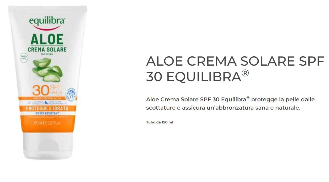 Aloe crema solare equilibria sfp 50+