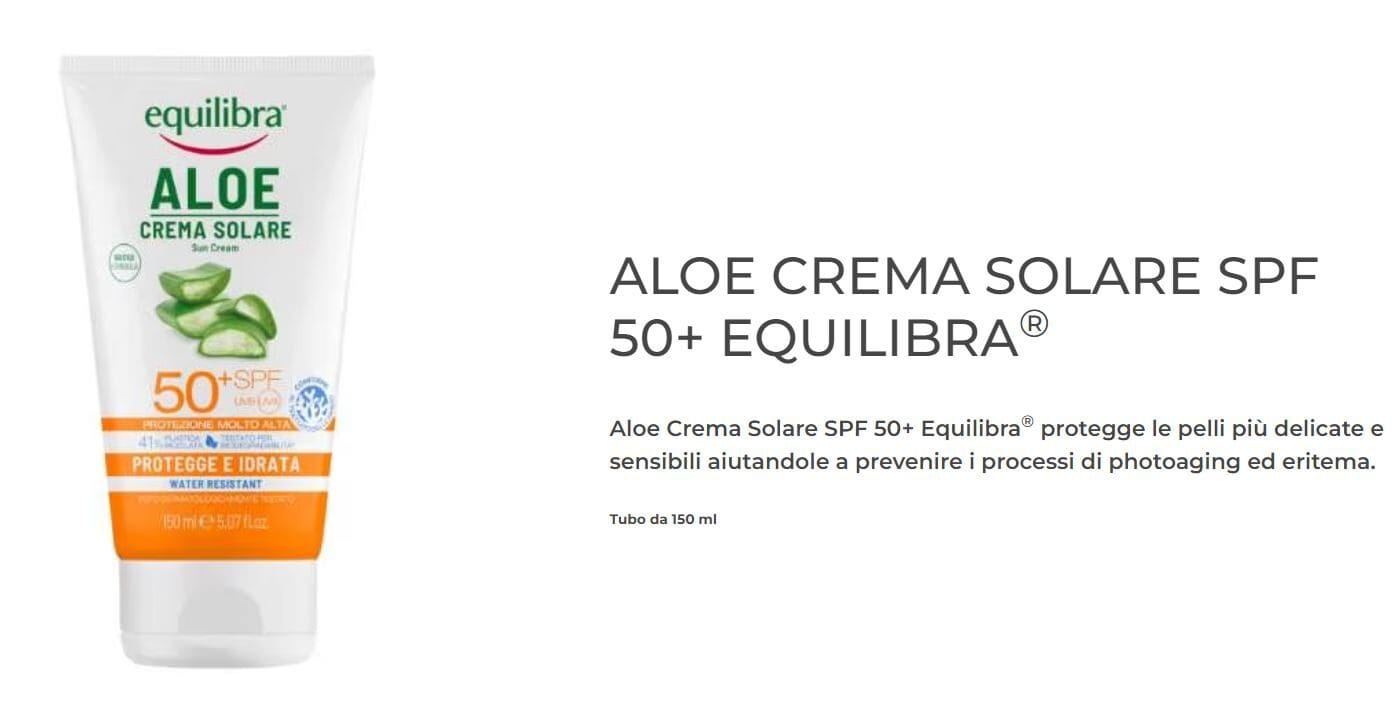 Aloe crema solare equilibria sfp 50+ bambini