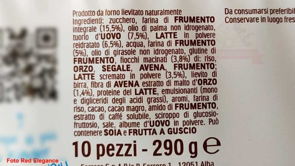 Merendine, lista degli ingredienti