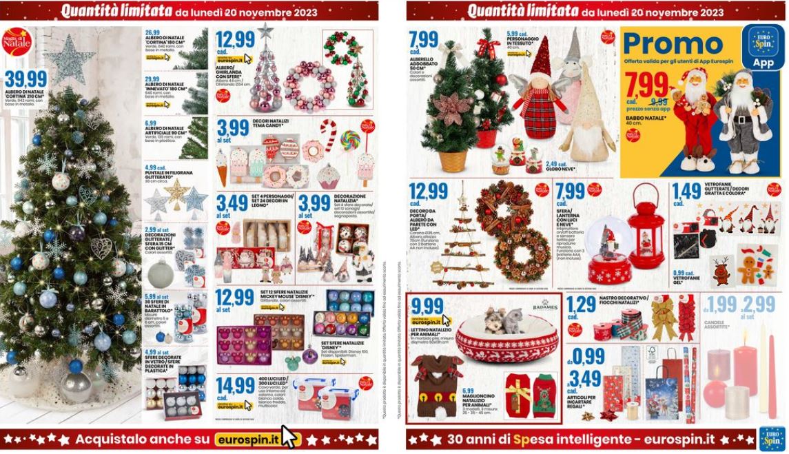 Offerta Eurospin alberi e decorazioni di Natale
