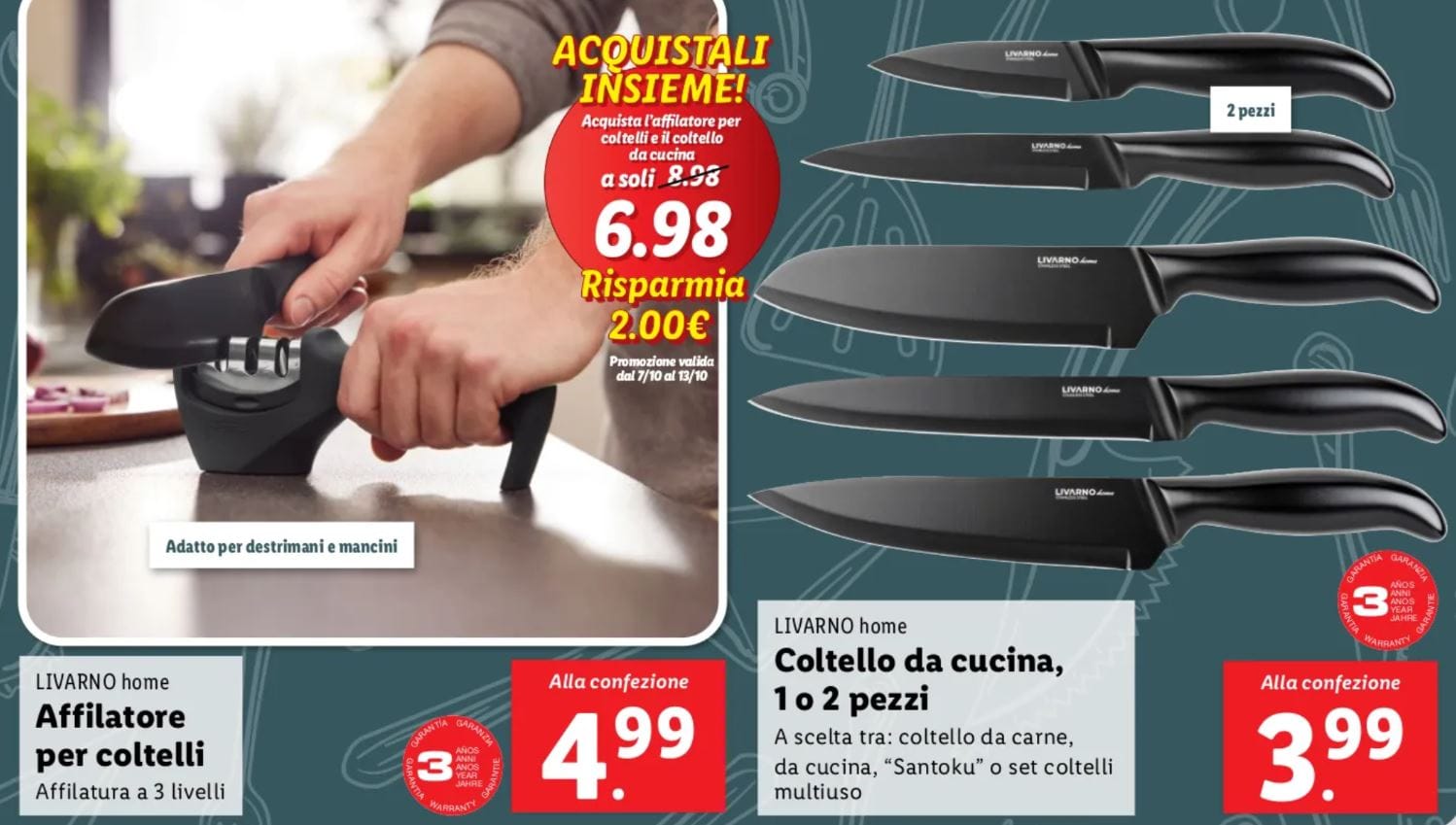 Affilacoltelli e coltelli livarno home lidl
