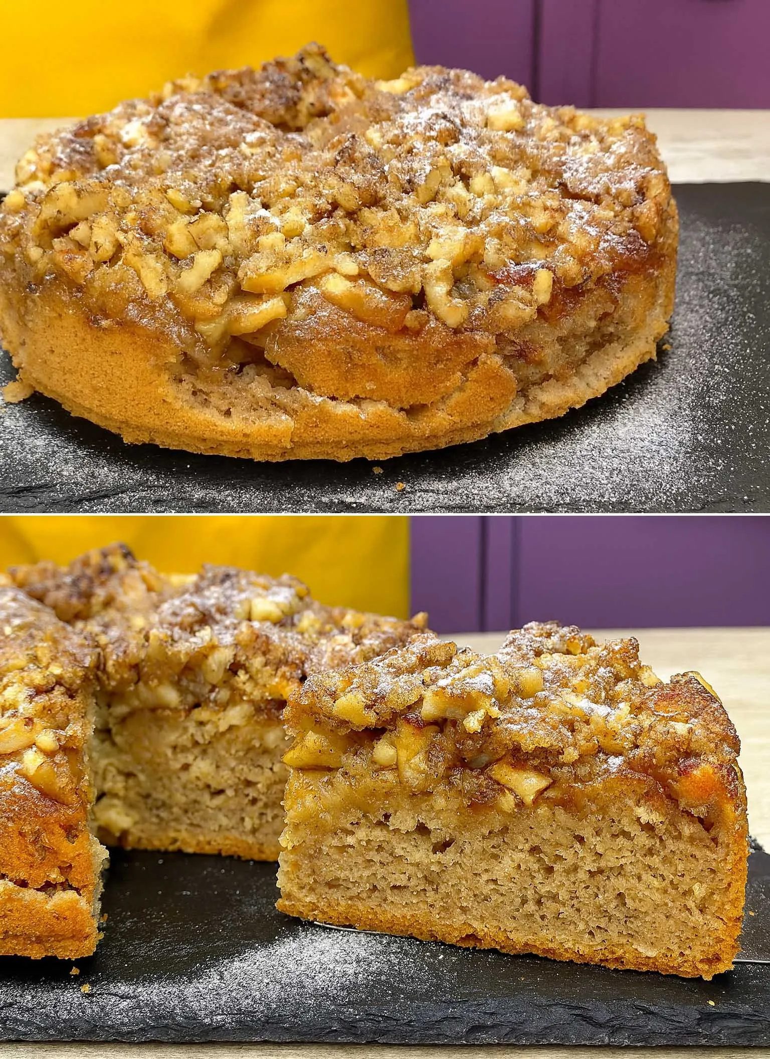 gâteau aux pommes et aux noix