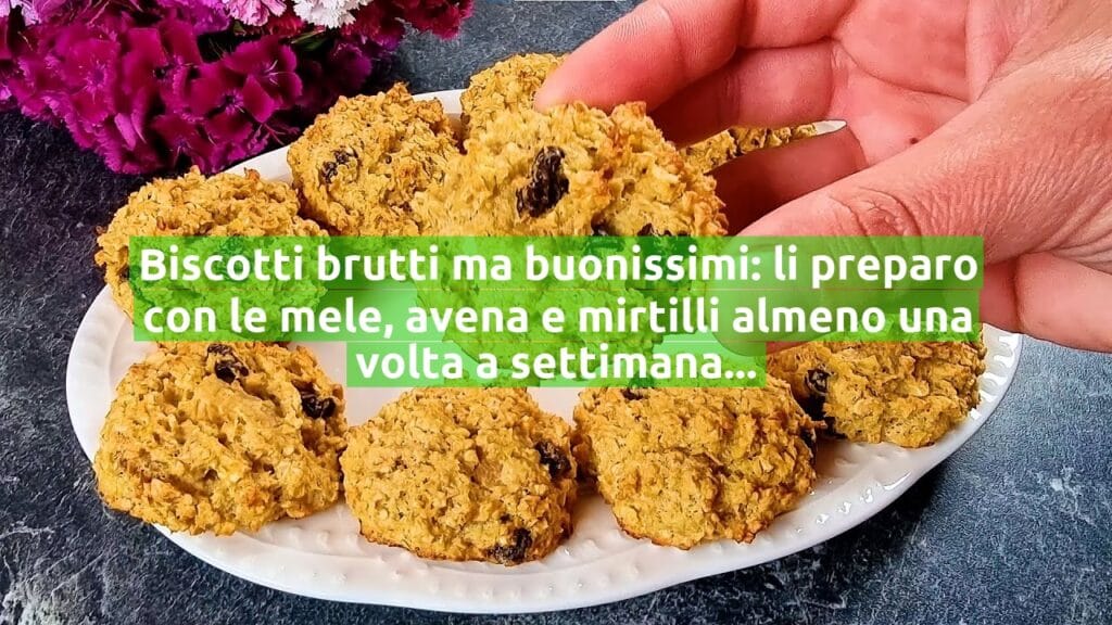 Biscotti brutti ma buonissimi: li preparo con le mele, avena e mirtilli almeno una volta a settimana | Solo 70 Kcal!