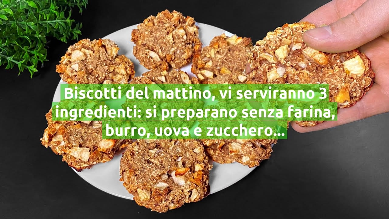 Biscotti del mattino, vi serviranno 3 ingredienti: si preparano senza farina, burro, uova e zucchero | Solo 100 Kcal!