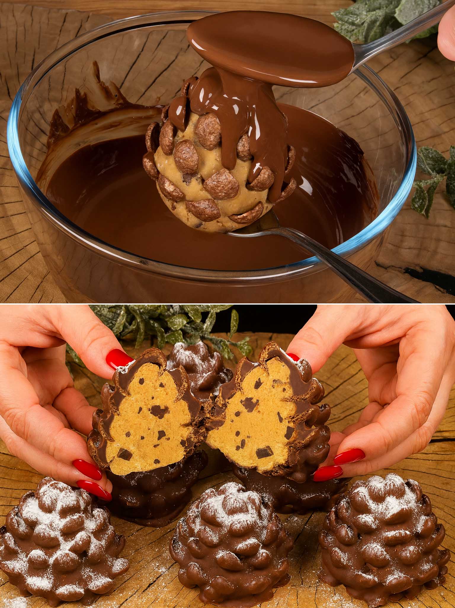 Dolci di natale, pigne al cioccolato
