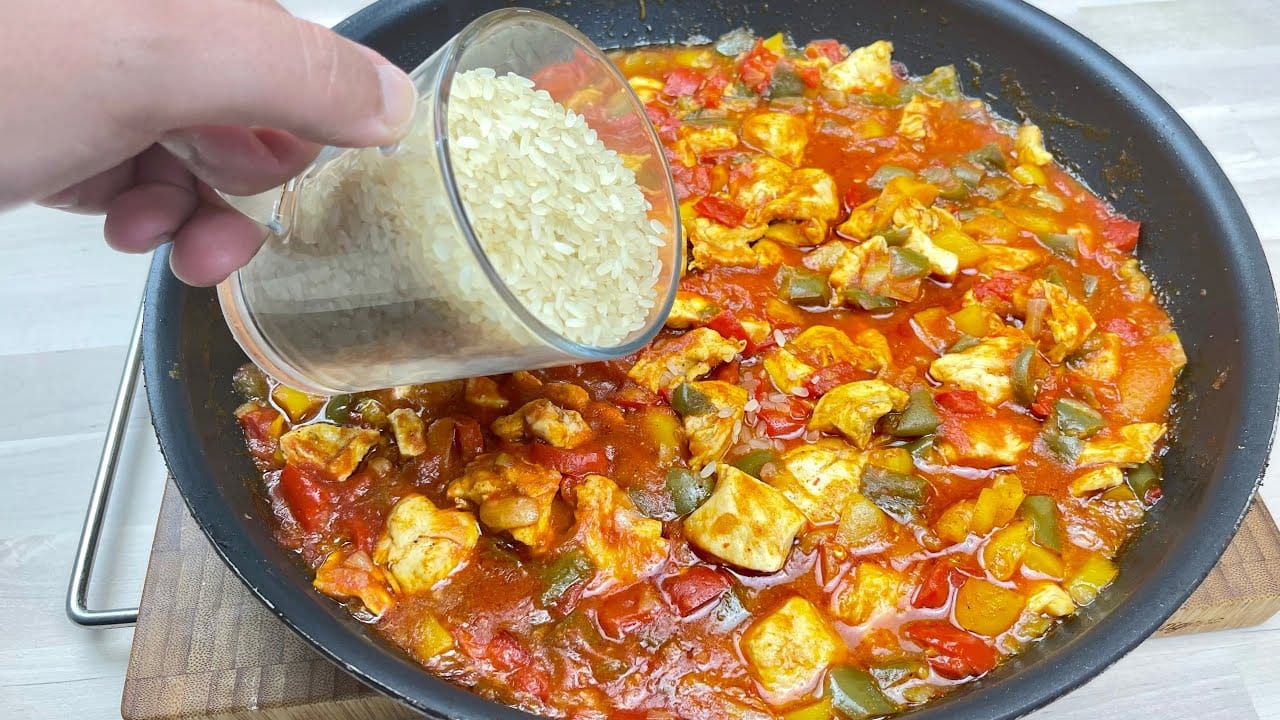 Pollo e riso in padella