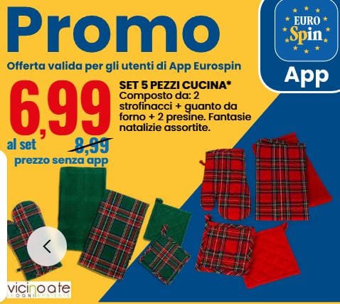 Promo eurospin Natale sey 5 pezzi cucina 