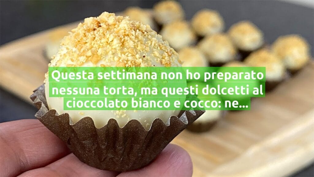 Questa settimana non ho preparato nessuna torta, ma questi dolcetti al cioccolato bianco e cocco: nessuno riusciva più a fermarsi!