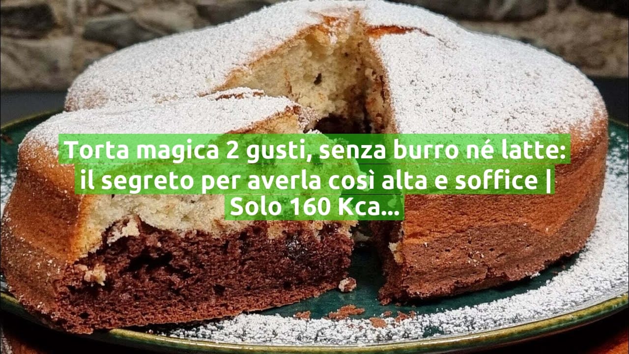 Torta magica 2 gusti, senza burro né latte: il segreto per averla così alta e soffice | Solo 160 Kcal!