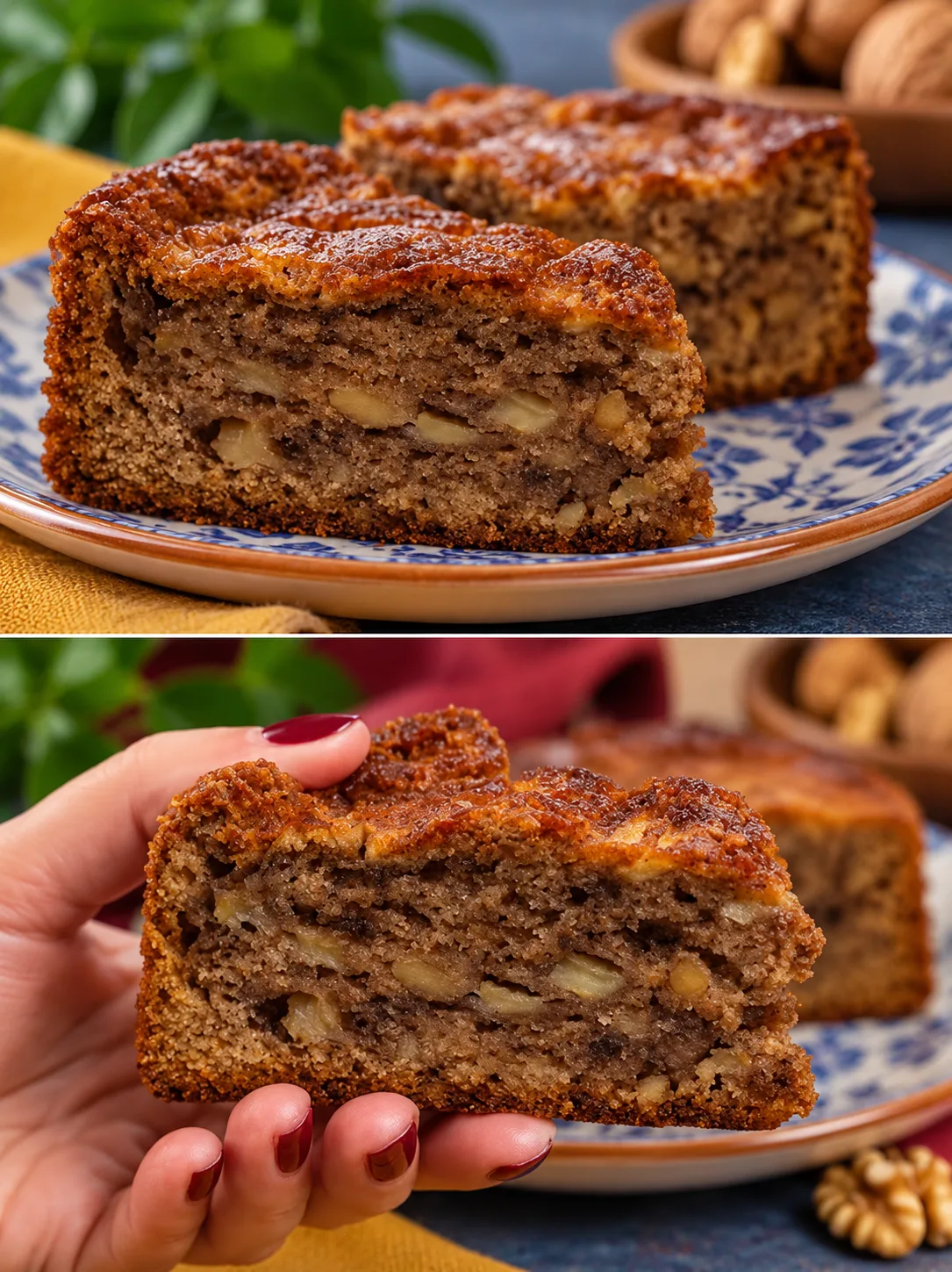 gâteau aux pommes et aux noix