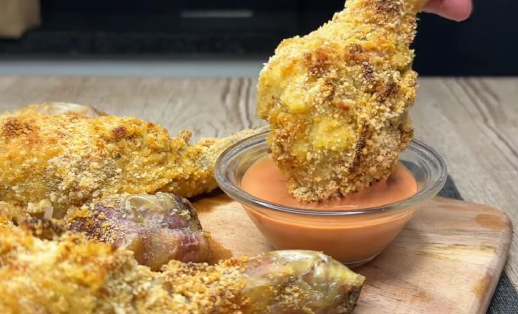 La mia dieta prevede per stasera cosce di pollo croccanti con una fantastica salsa, per la prima volta non è un sacrificio farla!