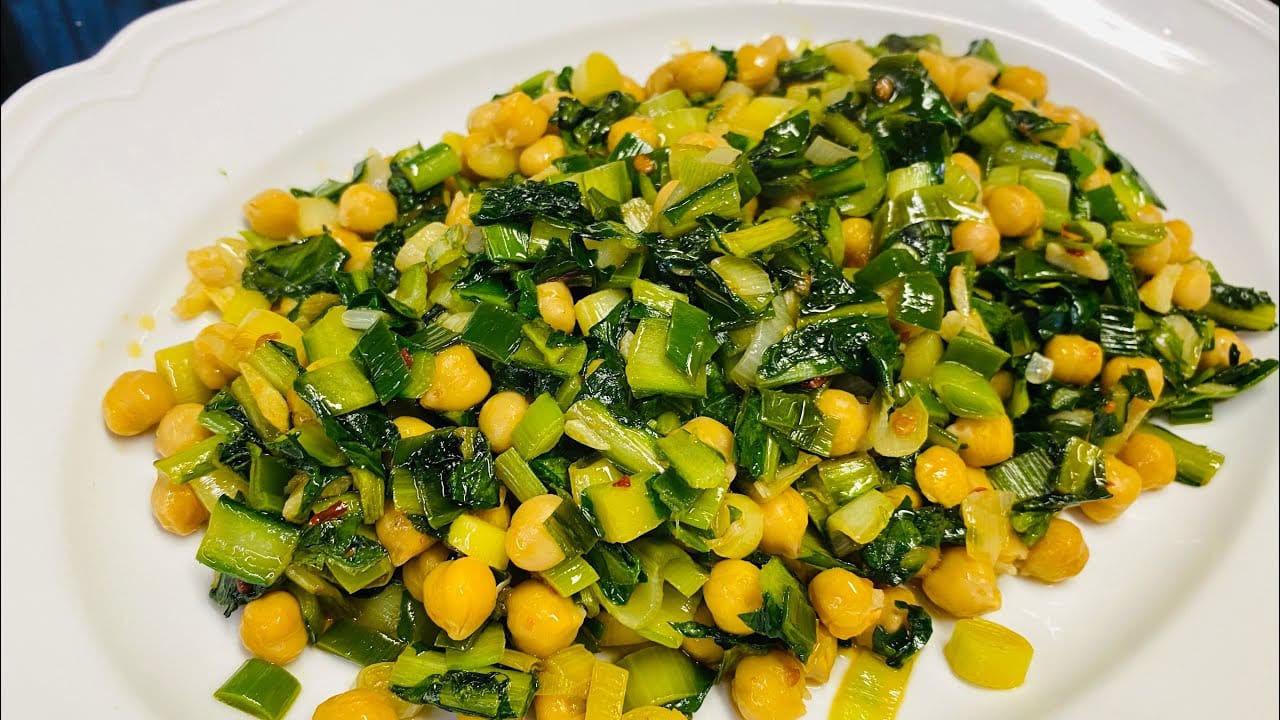 Insalata di cicoria, ceci e porri