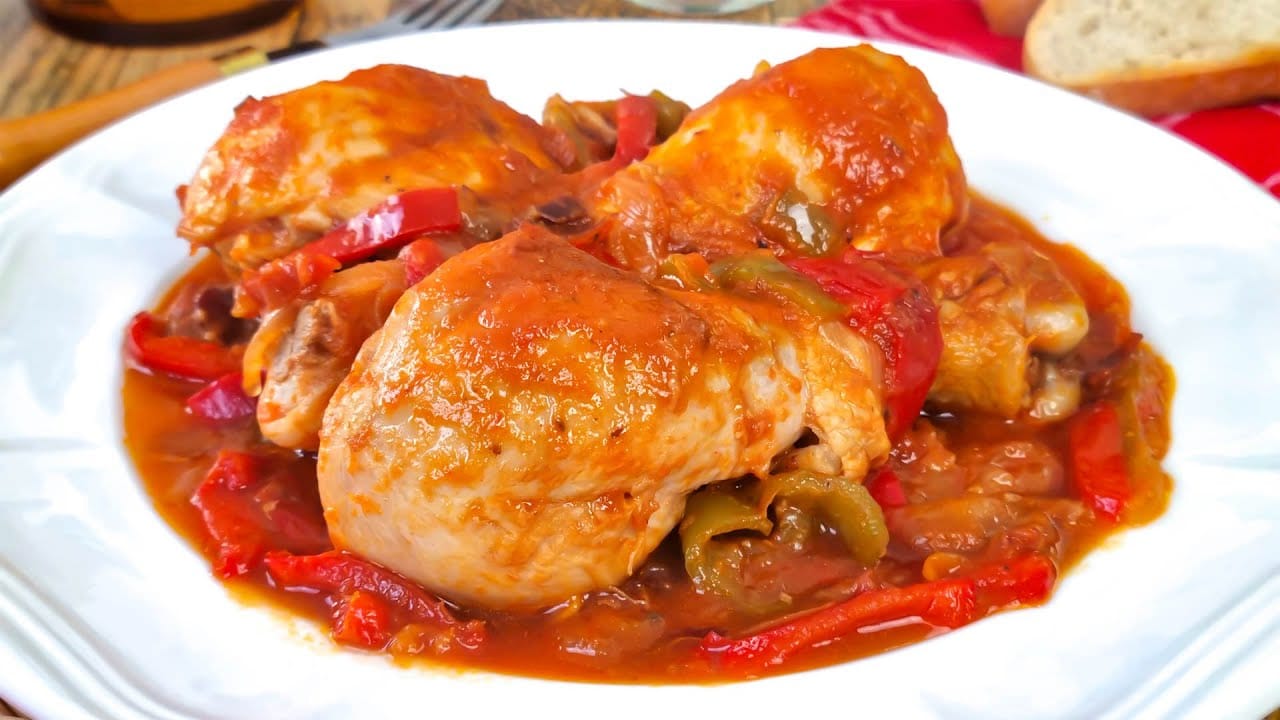 Cosce di pollo ai peperoni