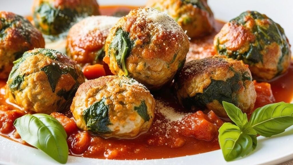 Ne mangi una e finiresti subito tutta la padella, non c’è niente di meglio di queste polpette di spinaci al pomodoro per cena!