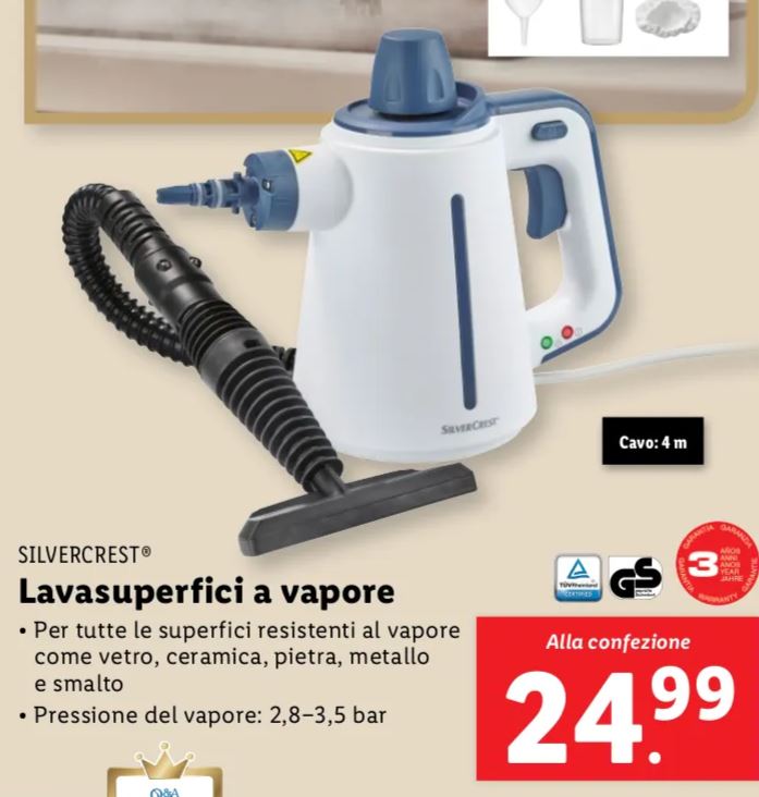Lavasuperfici a vapore Silvercrest lidl