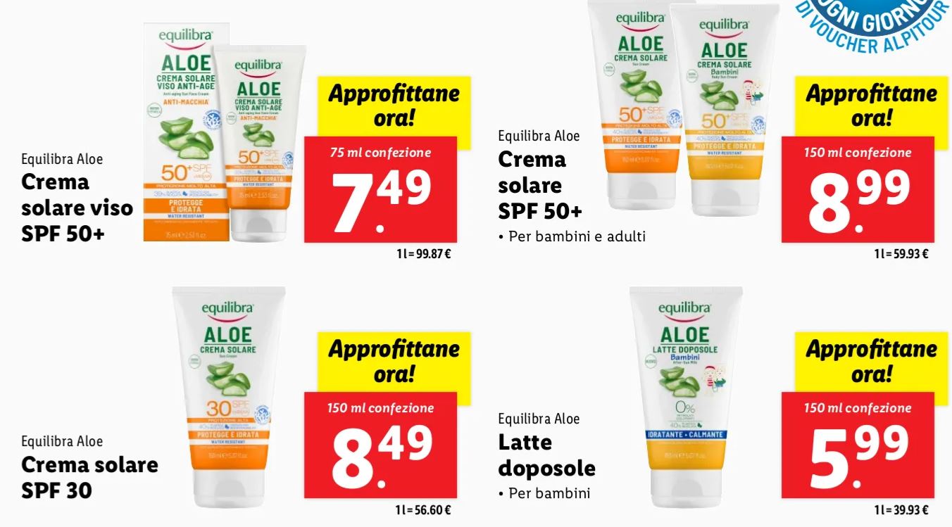 CREME SOLARI EQUILIBRA LIDL