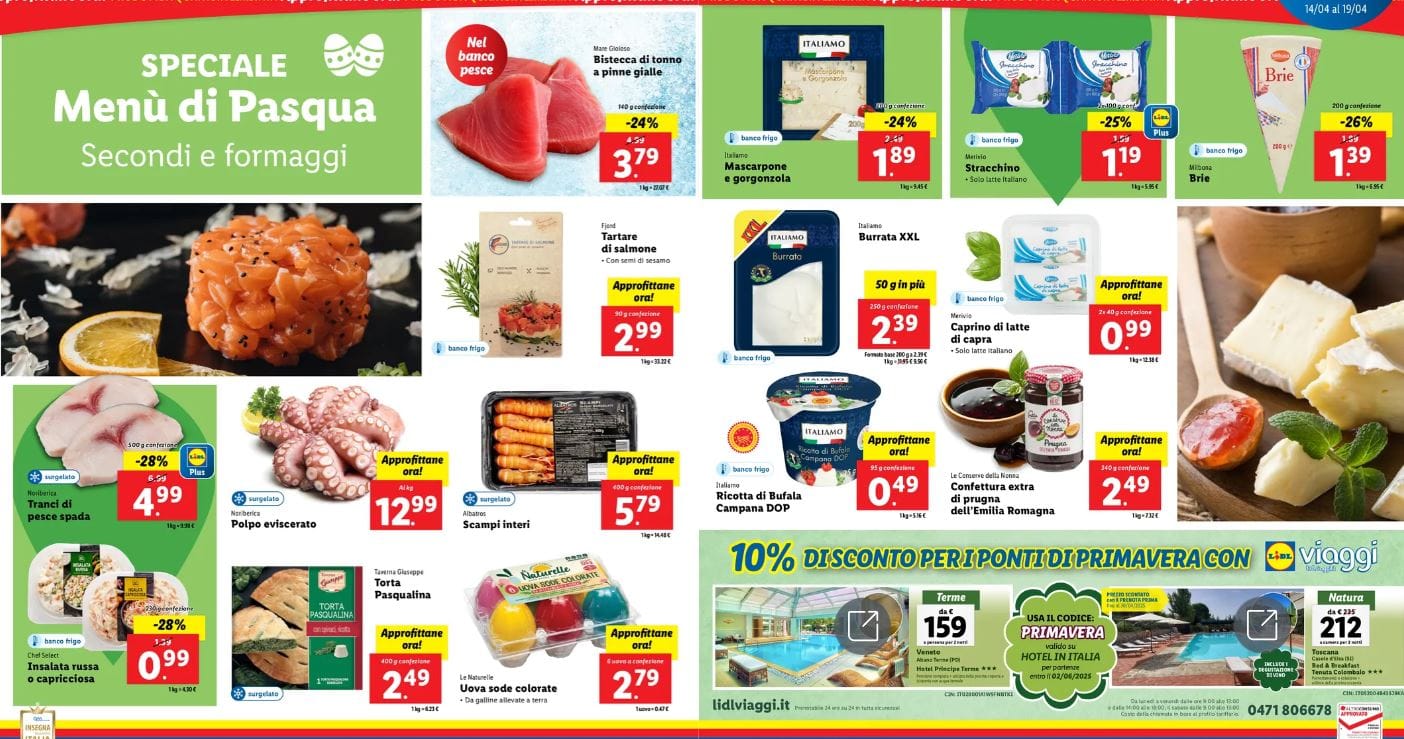 Secondi piatti e formaggi di Pasqua lidl