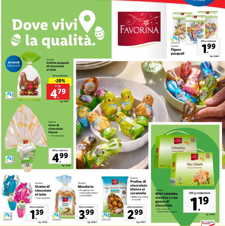 Cioccolata di pasqua Favorina Lidl