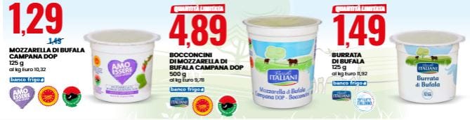 Mozzarella e bocconcini DOP offerta Eurospin