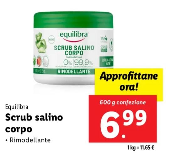 Scrub salino corpo equilibra lidl