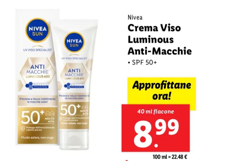 Crema viso nivea luminous antimacchie lidl