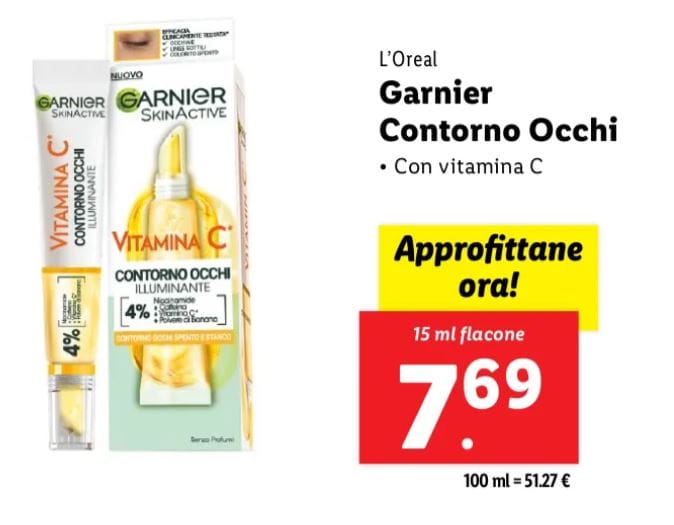 Garnier contorno occhi con vitamina C lidl