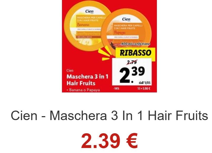 Maschera capelli 3 in 1 Cien lidl