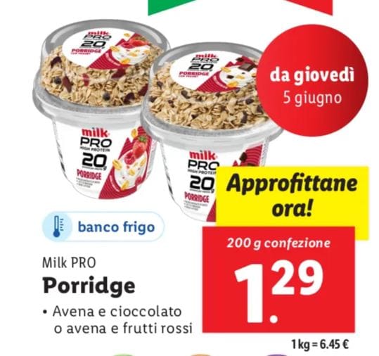 Porridge milk pro lidl