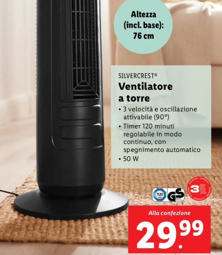 Ventilatore a torre lidl