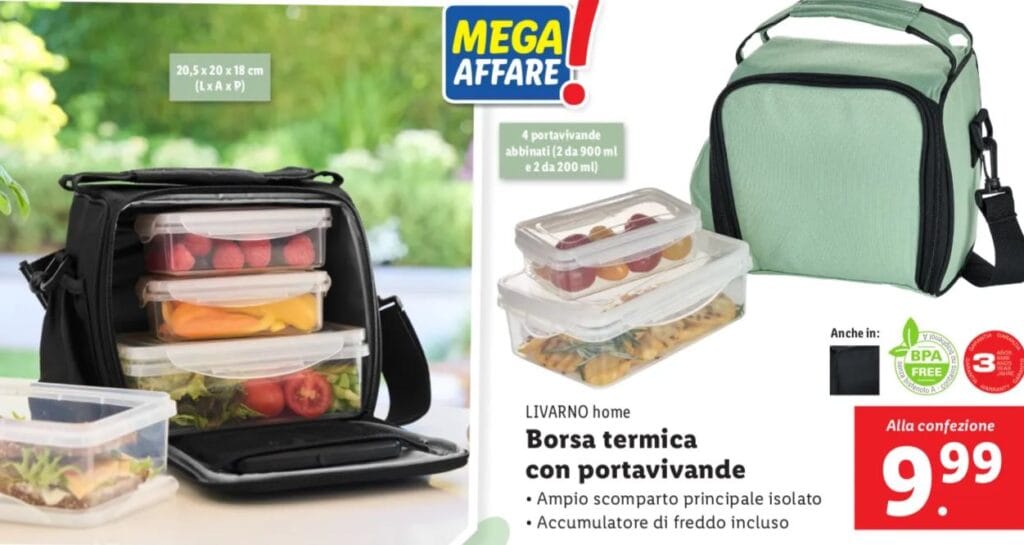 Borsa termica con portavivande livarno home lidl