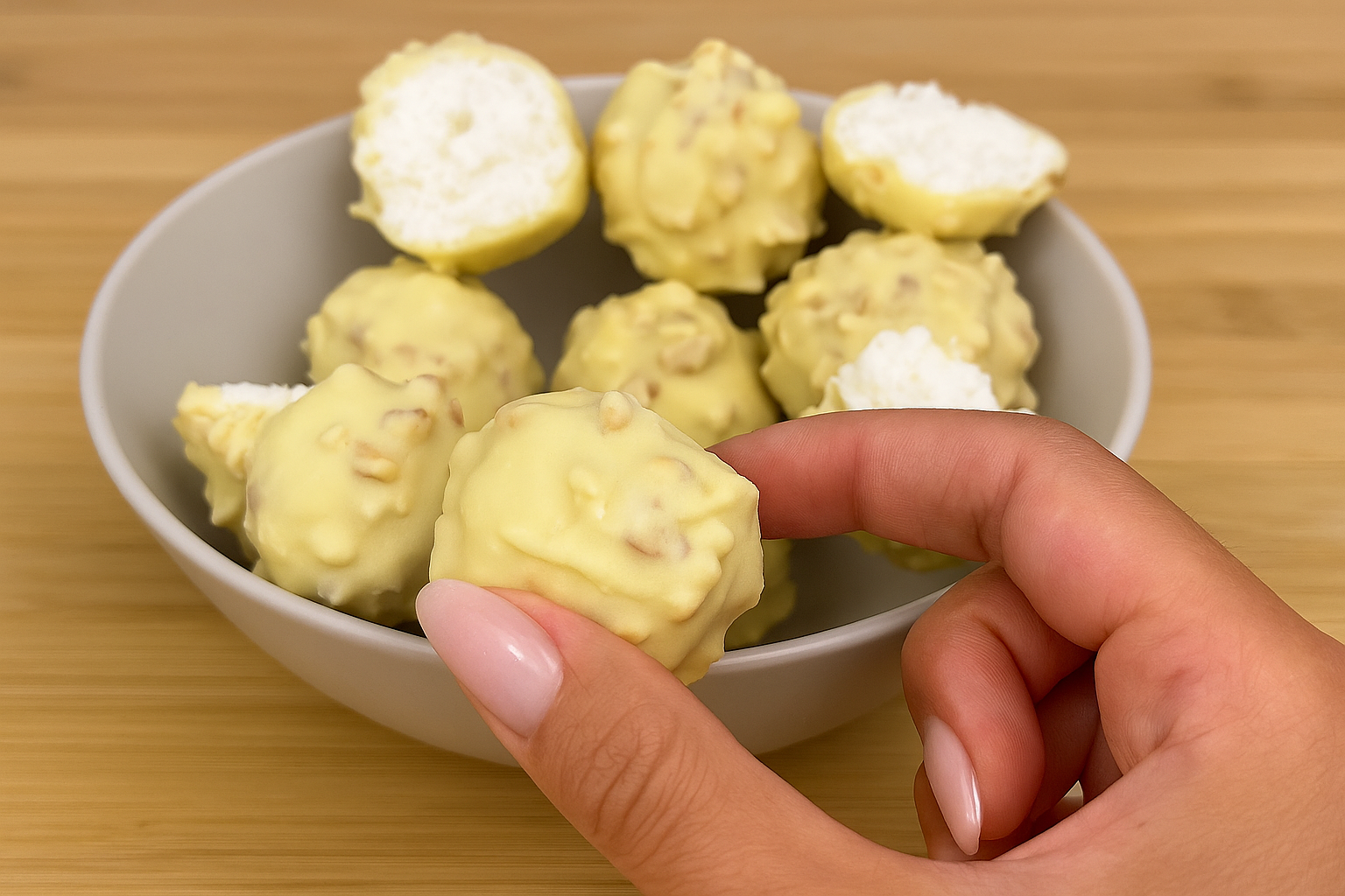 Palline al cocco e cioccolato bianco