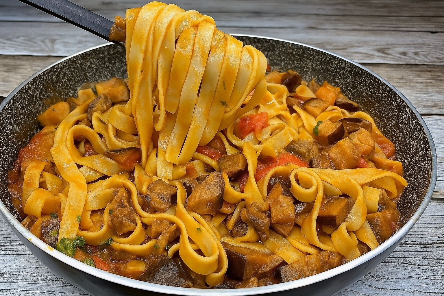 Pasta con pomodori e melanzane