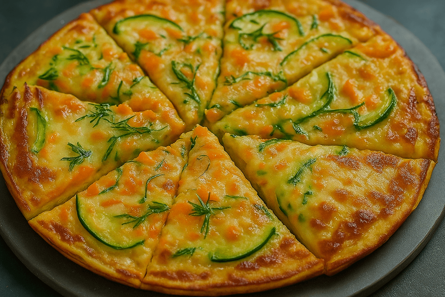 Pizza di zucchine, carote e cipolla