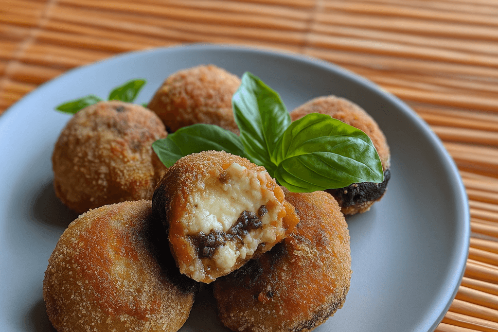 Polpette sane e leggere che sembrano fritte, ma non lo sono: con melanzane e scamorza cuociono in forno e metti d’accordo tutti. Solo 135 Kcal!