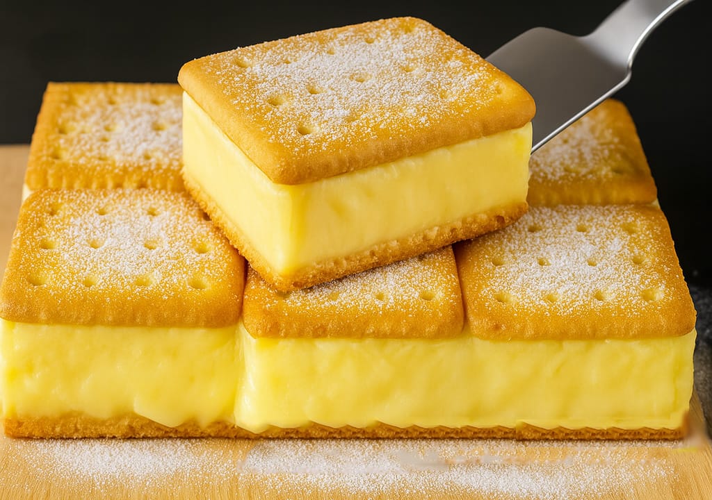 Non volevo sentirmi in colpa e questa torta crema e biscotti è fresca, leggera e ha solo 130 kcal: direi che è perfetta!